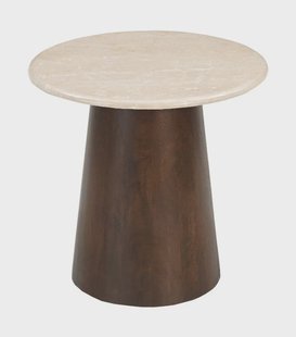 Sohome Ronde Bijzettafel 'Margred' Marmer en mangohout, 45cm
