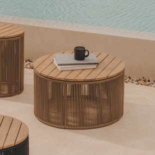 Kave Home Outdoor Salontafel 'Dandara' Acaciahout en touw, 60cm, kleur Beige