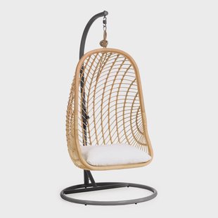 Kave Home Hangstoel 'Ekaterina' Met standaard, Rotan, kleur Naturel/Donkergrijs