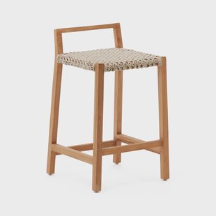 Kave Home Barkruk 'Giverola' Teakhout en gevlochten touw (zithoogte 67cm)