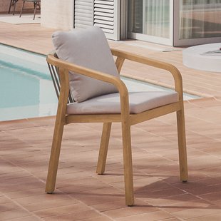 Kave Home Eetkamerstoel 'Malaret' Eucalyptushout en gevlochten touw, kleur Beige