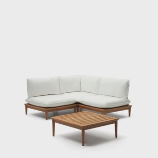 Kave Home Modulaire Loungeset 'Portitxol' Teakhout, Met 1 hoekfauteuil, 2 fauteuils en salontafel