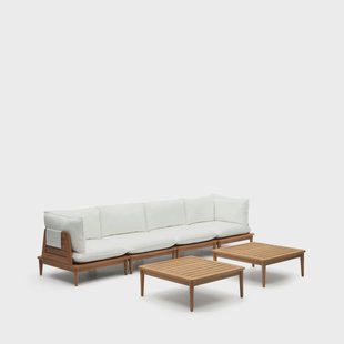 Kave Home Modulaire Loungeset 'Portitxol' Teakhout, Met 2 hoekfauteuils, 2 fauteuils en 2 salontafels