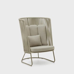 Kave Home Outdoor Fauteuil 'Saconca' Met hoge rug, Gevlochten touw, kleur Groen