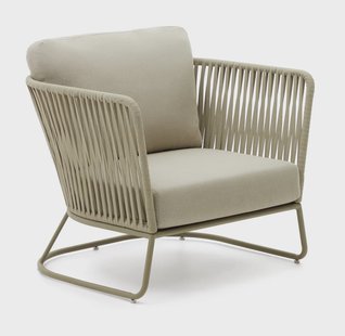 Kave Home Outdoor Fauteuil 'Saconca' Gevlochten touw, kleur Groen