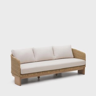 Kave Home 3-zits Loungebank 'Xoriguer' Rattan en eucalyptushout