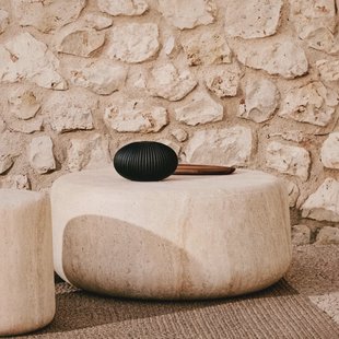 Kave Home Ronde Salontafel 'Drasi' Travertinlook, 90cm