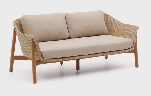 Kave Home 2-zits Tuinbank 'Galea' Teakhout en rattan