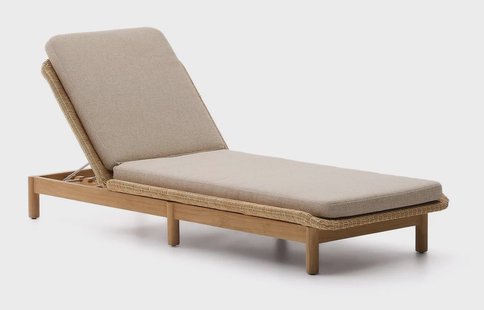 Kave Home Ligbed 'Galea' Teakhout en rattan