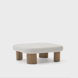 Kave Home Salontafel 'Labra' Cement en acaciahout, 80 x 80cm