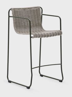 Kave Home Outdoor Barkruk 'Maurina' Touw en staal, kleur Grijs (zithoogte 65cm)