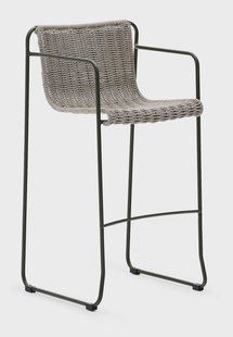 Kave Home Outdoor Barkruk 'Maurina' Touw en staal, kleur Grijs (zithoogte 75cm)