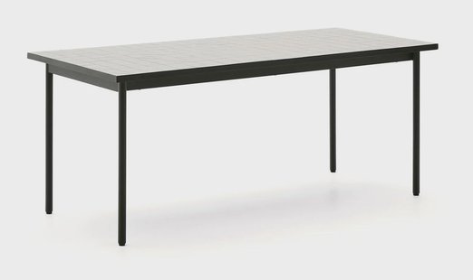 Kave Home Outdoor Eettafel 'Maurina' Cement en staal, 182 x 91cm, kleur Wit