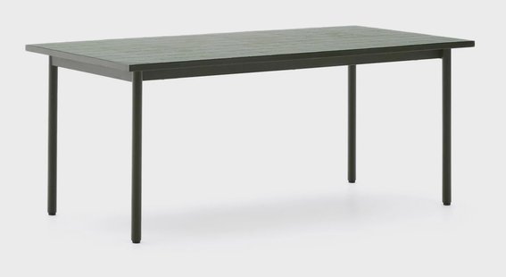 Kave Home Outdoor Eettafel 'Maurina' Cement en staal, 223 x 101cm, kleur Groen