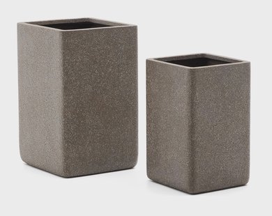 Kave Home Hoge Plantenpot 'Minoa' Polystone, Set van 2 stuks, kleur Bruin