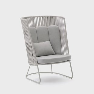Kave Home Outdoor Fauteuil 'Saconca' Met hoge rug, Gevlochten touw, kleur Grijs