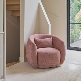 Rivièra Maison Draaifauteuil 'Leonardo' Chenille Jacquard, kleur Coral Pink