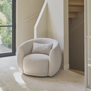 Rivièra Maison Draaifauteuil 'Leonardo' Chenille Jacquard, kleur Glossy Flax