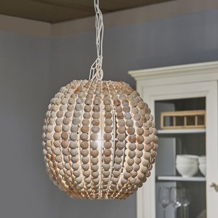 Rivièra Maison Hanglamp 'Lattea' Mangohouten kralen, 44cm