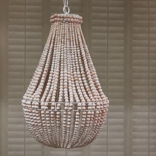 Rivièra Maison Hanglamp 'Bologna' Mangohouten kralen, 53cm