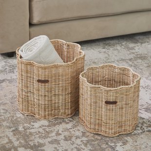 Rivièra Maison Mand 'Rustic Rattan Blossom' Rattan Pitriet, Set van 2 stuks