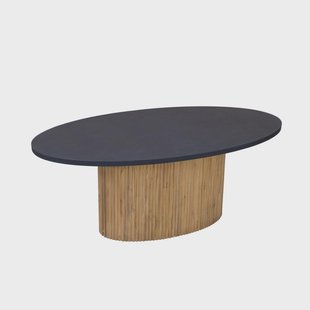 Tower Living Ovale Eettafel 'Palazzo' Teakhout en mineraal stucwerk, 240 x 110cm