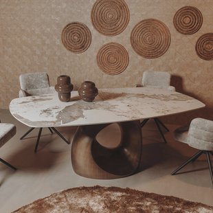 Tower Living Deens Ovale Eettafel 'Castello' Marmer-keramiek / brons, 200 x 120cm