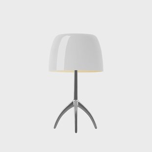 Foscarini Lumiere Piccola dimbare tafellamp Witte kap-aluminiumvoet