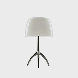 Foscarini Lumiere Piccola dimbare tafellamp Warmwit kap-zwartchroom voet