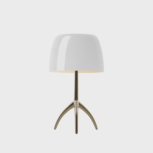 Foscarini Lumiere Piccola dimbare tafellamp Witte kap-champagnekleurige voet