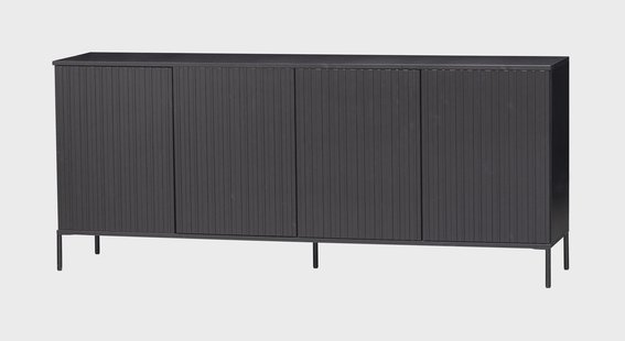 WOOOD Dressoir 'New Gravure' Grenen, 200cm, kleur Zwart