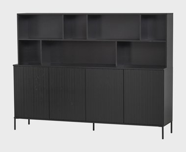 WOOOD Wandkast 'New Gravure' Grenen, 150 x 200cm, kleur Zwart