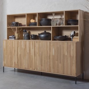 WOOOD Wandkast 'New Gravure' Eiken, 150 x 200cm, kleur Naturel