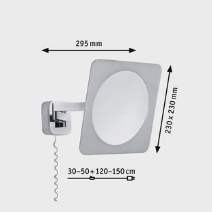 Paulmann LED-wandspiegel Bela, chroom, IP44, stekker