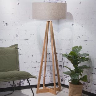 Good&Mojo Vloerlamp 'Everest' Bamboe en Eco linnen, kleur Donkerbeige