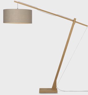 GOOD&MOJO Vloerlamp 'Montblanc' Bamboe en Eco linnen, 207cm, kleur Donkerbeige