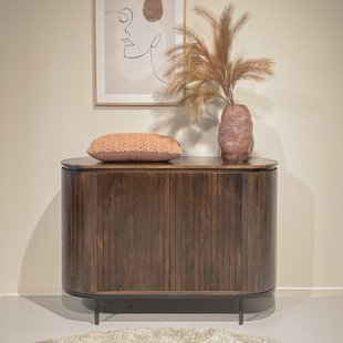 Livingfurn Smal Dressoir 'Noor' Mangohout, 115cm, kleur Walnoot