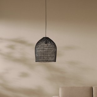 Kave Home Lampenkap 'Domitila' Rotan, Ø44cm, kleur Zwart