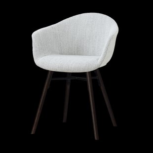 Nena-Otis eetkamerstoel grijs melange - zwart houten onderstel