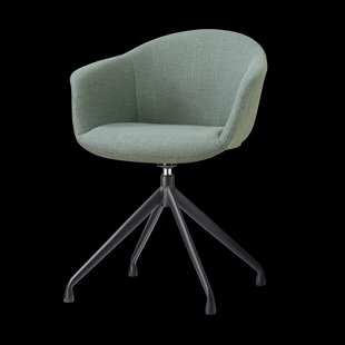 Nola-Otis draaibare eetkamerstoel saliegroen - zwart onderstel