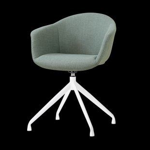 Nola-Otis draaibare eetkamerstoel saliegroen - wit onderstel