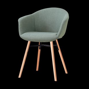 Nena-Otis eetkamerstoel saliegroen - houten onderstel