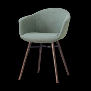 Nena-Otis eetkamerstoel saliegroen - walnoot houten onderstel