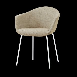 Nora-Otis eetkamerstoel taupe melange - wit onderstel