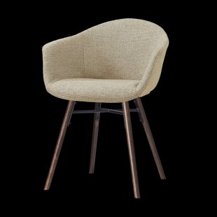 Nena-Otis eetkamerstoel taupe melange - walnoot houten onderstel