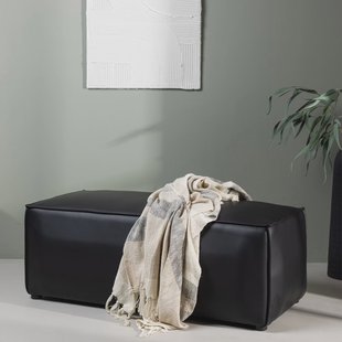 Nohr Poef 'Zorina' Lederlook, kleur Zwart