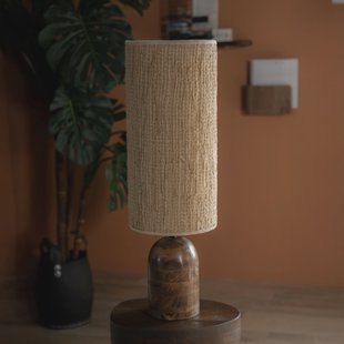 By-Boo Tafellamp 'Gadja' Hout en Jute, 78cm