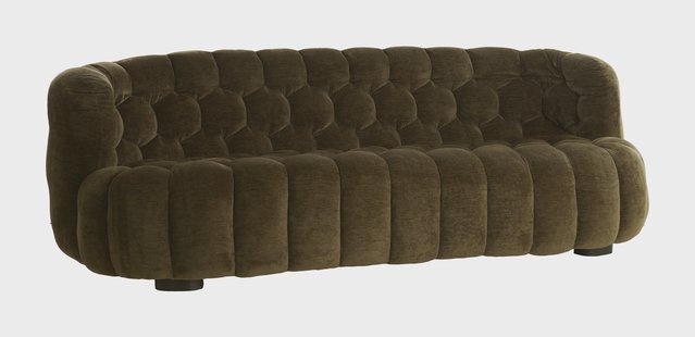Light & Living Bank 'Amara' Velvet, kleur Olijfgroen