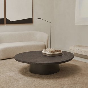 Ethnicraft Organische Salontafel 'Slice' Minerals, 105 x 94cm, kleur Whisky