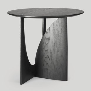 Ethnicraft Ronde Bijzettafel 'Geometric' Gevernist Eikenhout, 51cm, kleur Zwart
